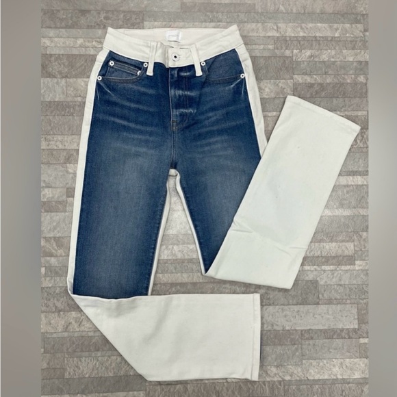 Jonathan Simkhai River High-Rise Straight Jean Two-Tone White/Blue - Picture 3 of 3
